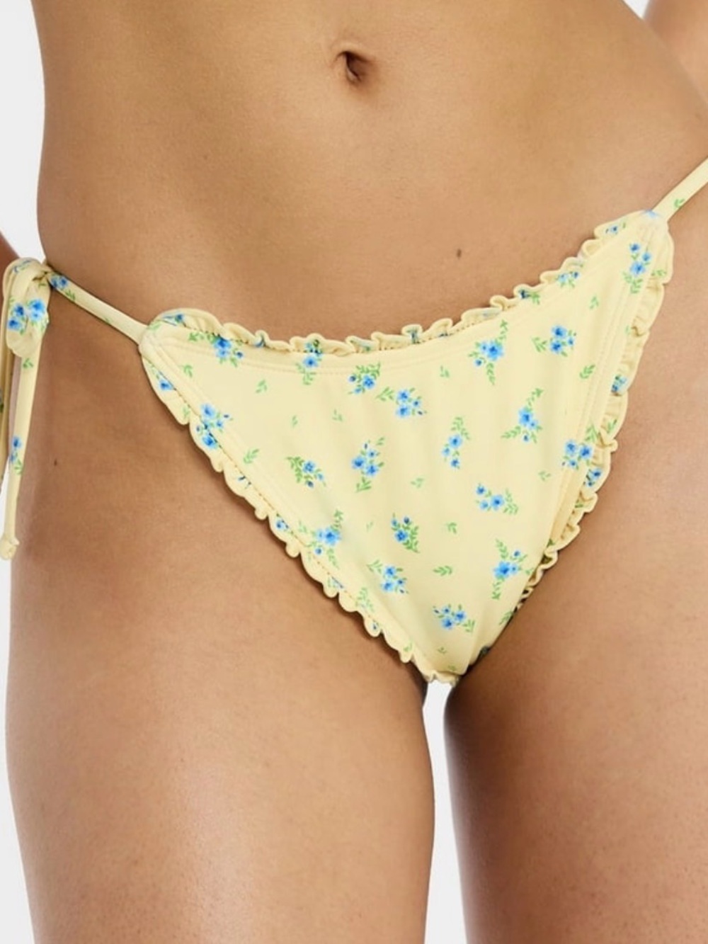 Floral yellow tide tie bikini bottoms
